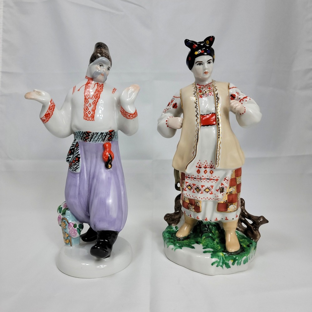 Kiev Porcelain Figurines Karas Odarka Ukrainian Dancers Soviet Era Folk Art